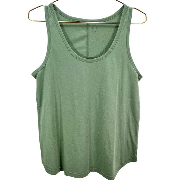 Johnny Was NWT Calmé Scoop Neck Curved Hem Tank Top in Sage Green Small - Picture 3 of 12